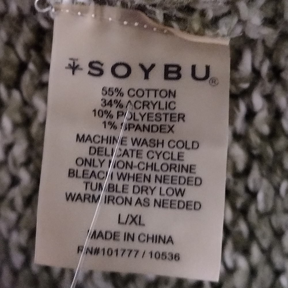 Soybu green and white striped colorblock knit cardigan wrap cotton blend… - Picture 6 of 6